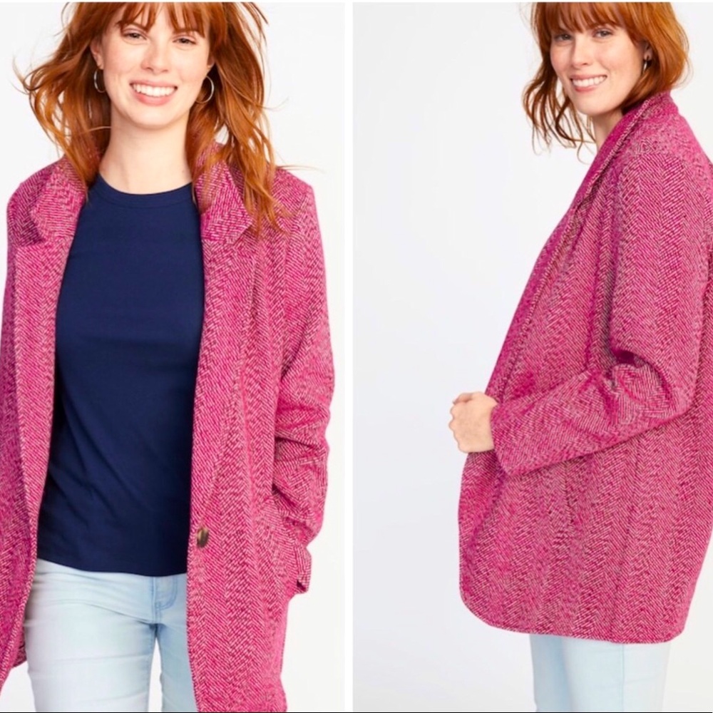 Old Navy Oversized Herringbone Tweed Jacket Coat